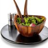 Acacia Wood Salad Serving Set Nambe Stackable Casual Style-7
