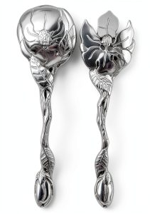 Arthur Court Salad Servers Aluminum Magnolia Design Gift-0