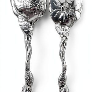 Arthur Court Salad Servers Aluminum Magnolia Design Gift-0