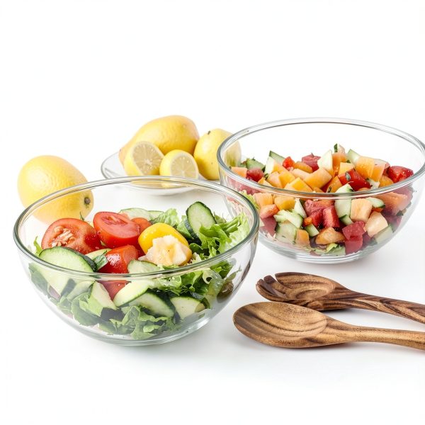 ZOVANO Glass Salad Bowl Set Modern Dishwasher Safe Stackable-2