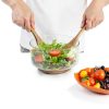 OMISTAR Glass Salad Bowl Wood Base Large Serving Set-1