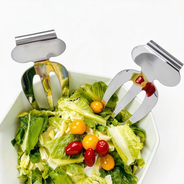 Home Story Stainless Steel Salad Servers Bowl Hook Handles-3