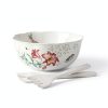 Lenox Salad Bowls Set Porcelain Butterfly Design Chip-1