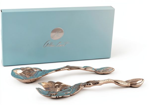 Arthur Court Salad Servers Aluminum Magnolia Design Gift-1