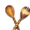 Swahili African Modern Salad Serving Set Hand Carved Wood-1