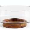 Glass Salad Bowl KITEISCAT Large Handmade Wood Base-1