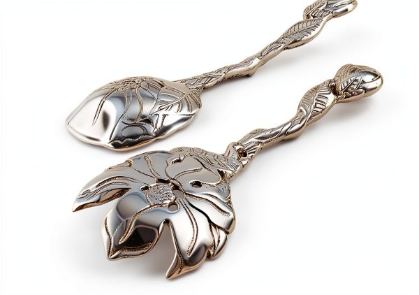 Arthur Court Salad Servers Aluminum Magnolia Design Gift-4