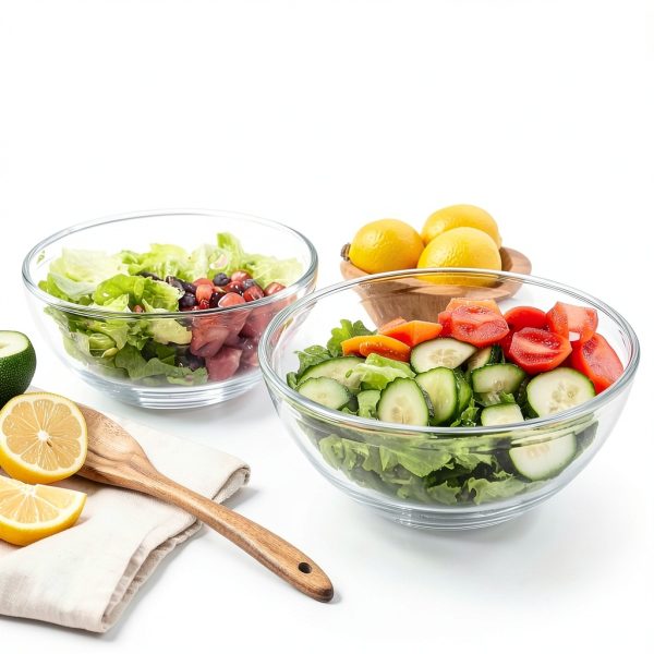ZOVANO Glass Salad Bowl Set Modern Dishwasher Safe Stackable-1