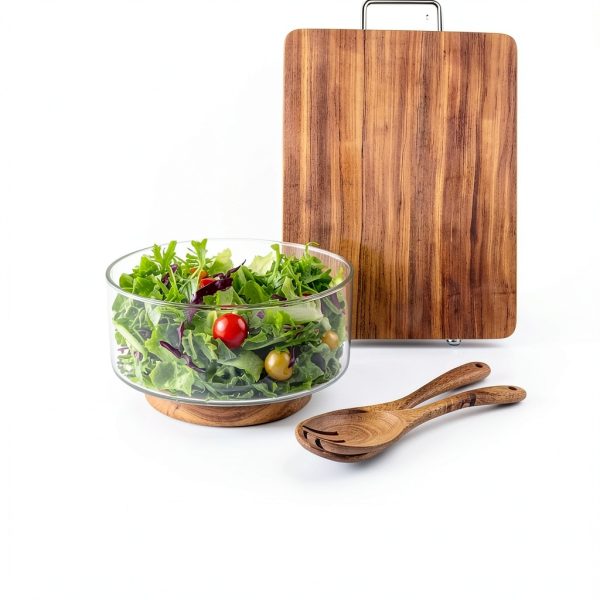 MDLUU Glass Salad Bowl Set Farmhouse Style Lead Free-4