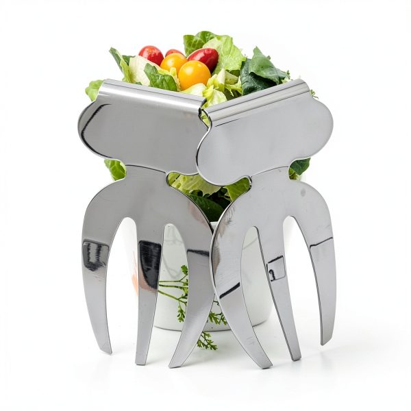 Home Story Stainless Steel Salad Servers Bowl Hook Handles-2