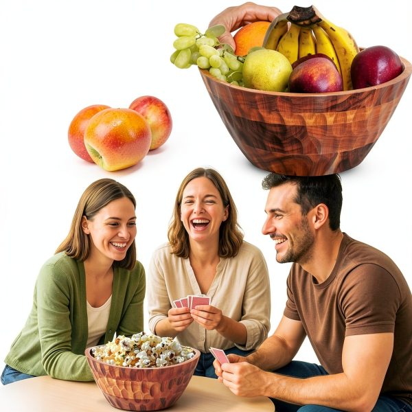 Acacia Wood Salad Bowl Set Culina Craftique Modern Durable-6