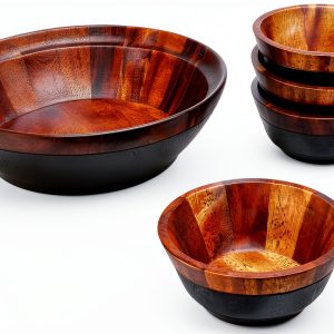 Noritake Wood Salad Set 5-Piece Classic Brown Durable-0