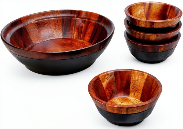 Noritake Wood Salad Set 5-Piece Classic Brown Durable-0