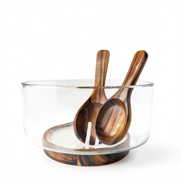 Glass Salad Bowl Set AZ-Homey Rustic Dishwasher Safe Large-5