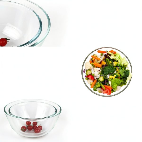 ZOVANO Glass Salad Bowl Set Modern Dishwasher Safe Stackable-6