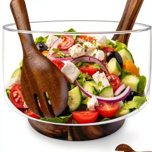 Glass Salad Bowl Set AZ-Homey Rustic Dishwasher Safe Large-0