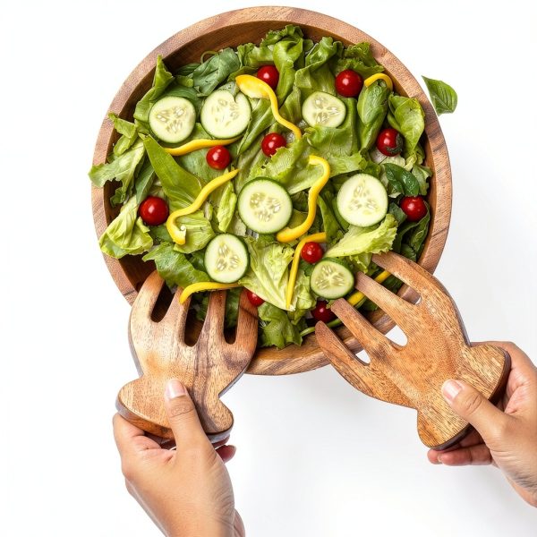 Acacia Wood Salad Bowl Set Culina Craftique Modern Durable-3