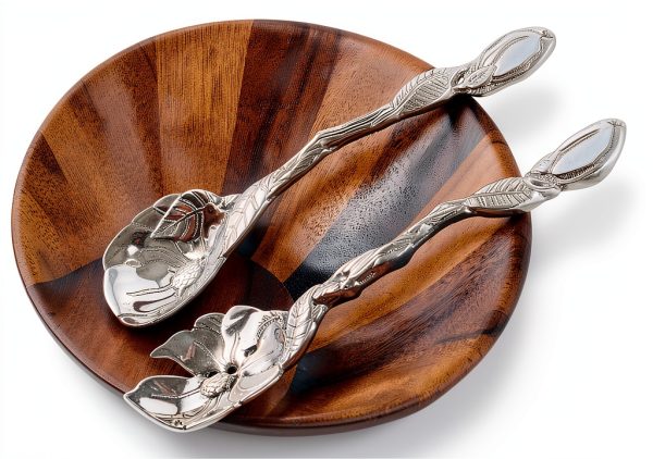 Arthur Court Salad Servers Aluminum Magnolia Design Gift-6