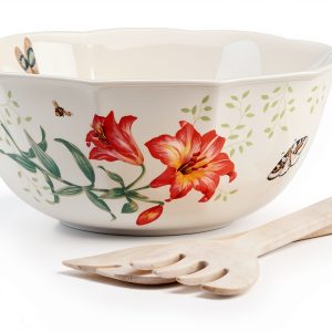 Lenox Salad Bowls Set Porcelain Butterfly Design Chip-0