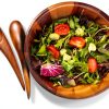 Acacia Wood Salad Serving Set Nambe Stackable Casual Style-6