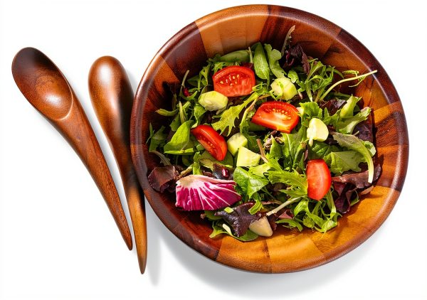 Acacia Wood Salad Serving Set Nambe Stackable Casual Style-6