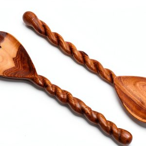 Swahili African Modern Salad Serving Set Hand Carved Wood-0