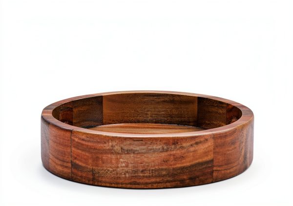 Glass Salad Bowl KITEISCAT Large Handmade Wood Base-3
