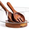 Glass Salad Bowl KITEISCAT Large Handmade Wood Base-0