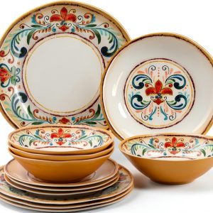 Supreme Housewares Floral Melamine Dinnerware Set Dishwasher-0