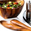 Acacia Wood Salad Serving Set Nambe Stackable Casual Style-5