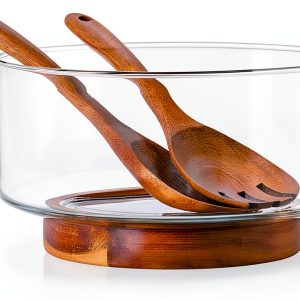 MDLUU Glass Salad Bowl Set Farmhouse Style Lead Free-0