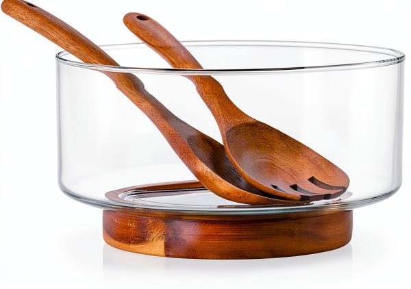 MDLUU Glass Salad Bowl Set Farmhouse Style Lead Free-0