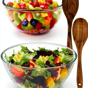 ZOVANO Glass Salad Bowl Set Modern Dishwasher Safe Stackable-0