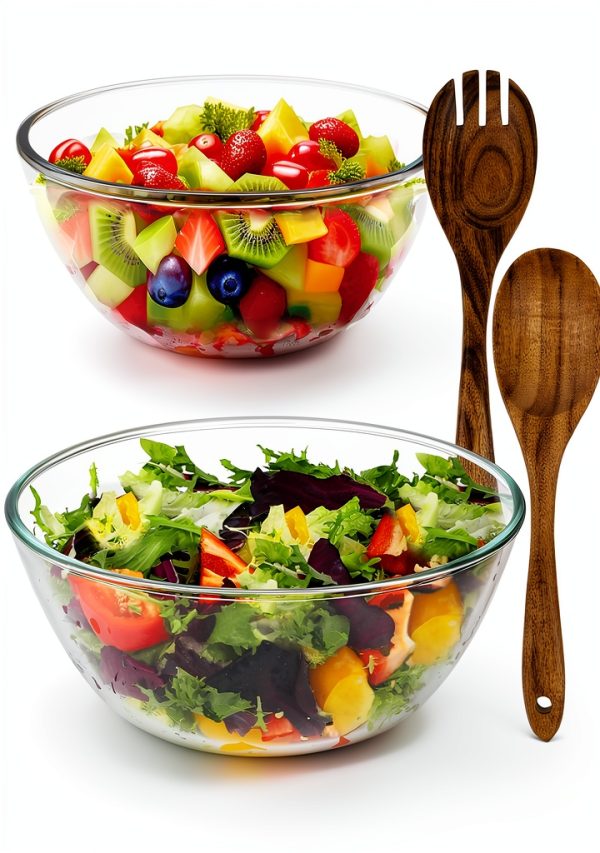 ZOVANO Glass Salad Bowl Set Modern Dishwasher Safe Stackable-0