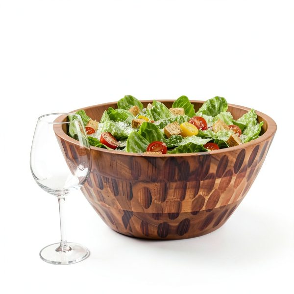 Acacia Wood Salad Bowl Set Culina Craftique Modern Durable-8
