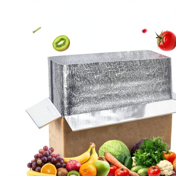 2 Pack Hot & Cold Double Insulated Shipping Box with Aluminum Foil Insulated Bag Liner, Reusable Hot & Frozen Food Delivery Insulated Carton for Shipping, Mailing, Packing, 12.2x5.2x7.5 Inch-3