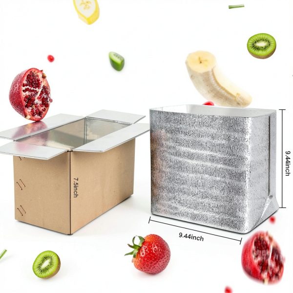 2 Pack Hot & Cold Double Insulated Shipping Box with Aluminum Foil Insulated Bag Liner, Reusable Hot & Frozen Food Delivery Insulated Carton for Shipping, Mailing, Packing, 12.2x5.2x7.5 Inch-1